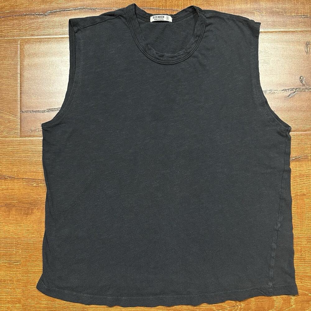 Buck Mason Tank Top Womens S Black Cotton Tomboy Retro Classic Made In USA Alt